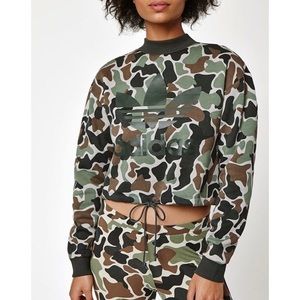 Womens Adidas Camo Crop Crewneck Sweater